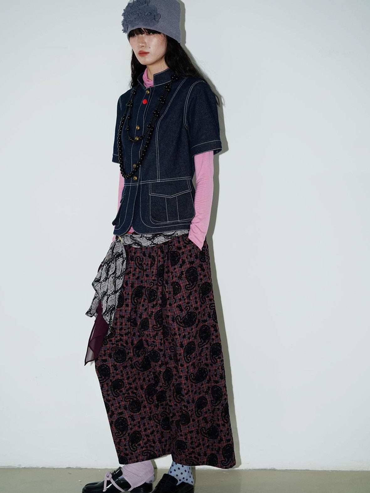 badtaste Vintage Western Oversized Paisley Flocked Jacquard Women's Wide-leg Pants