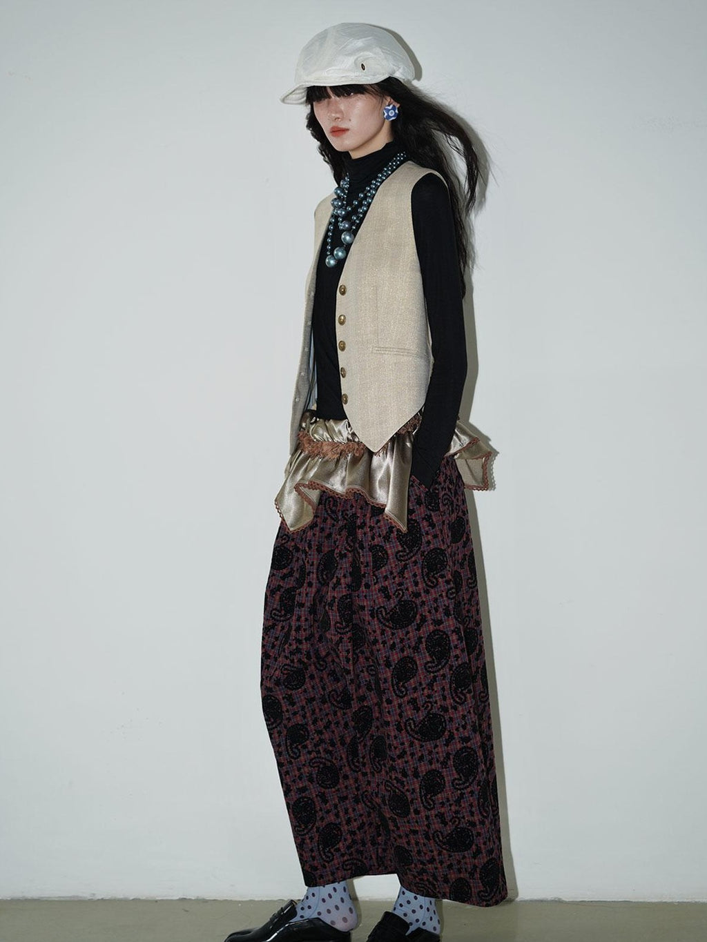 badtaste Vintage Western Oversized Paisley Flocked Jacquard Women's Wide-leg Pants