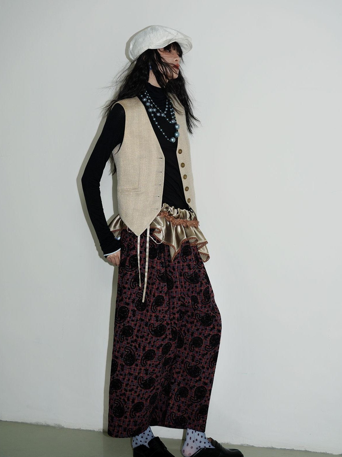 badtaste Vintage Western Oversized Paisley Flocked Jacquard Women's Wide-leg Pants