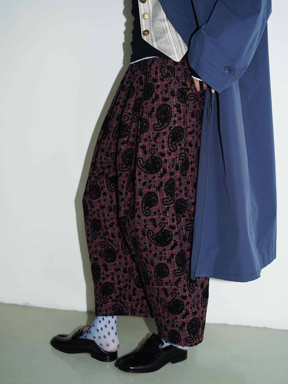 badtaste Vintage Western Oversized Paisley Flocked Jacquard Women's Wide-leg Pants