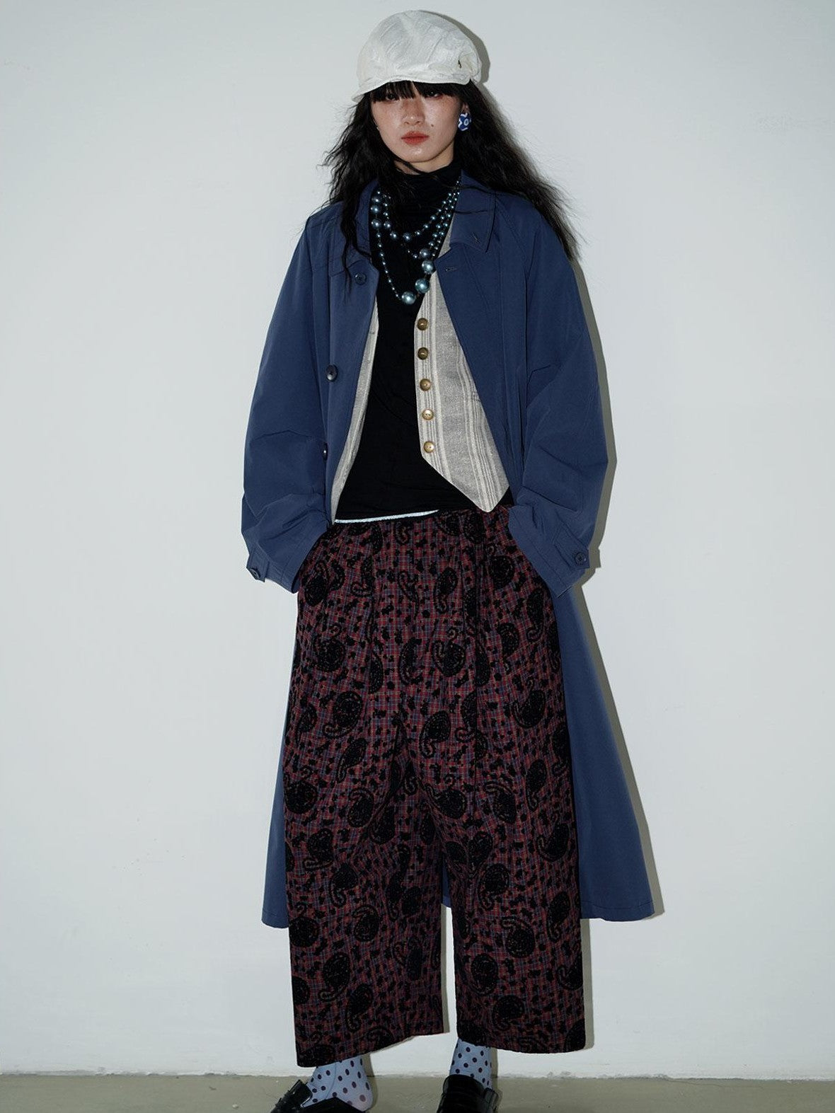 badtaste Vintage Western Oversized Paisley Flocked Jacquard Women's Wide-leg Pants