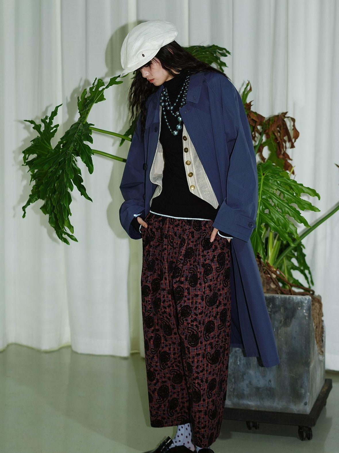 badtaste Vintage Western Oversized Paisley Flocked Jacquard Women's Wide-leg Pants