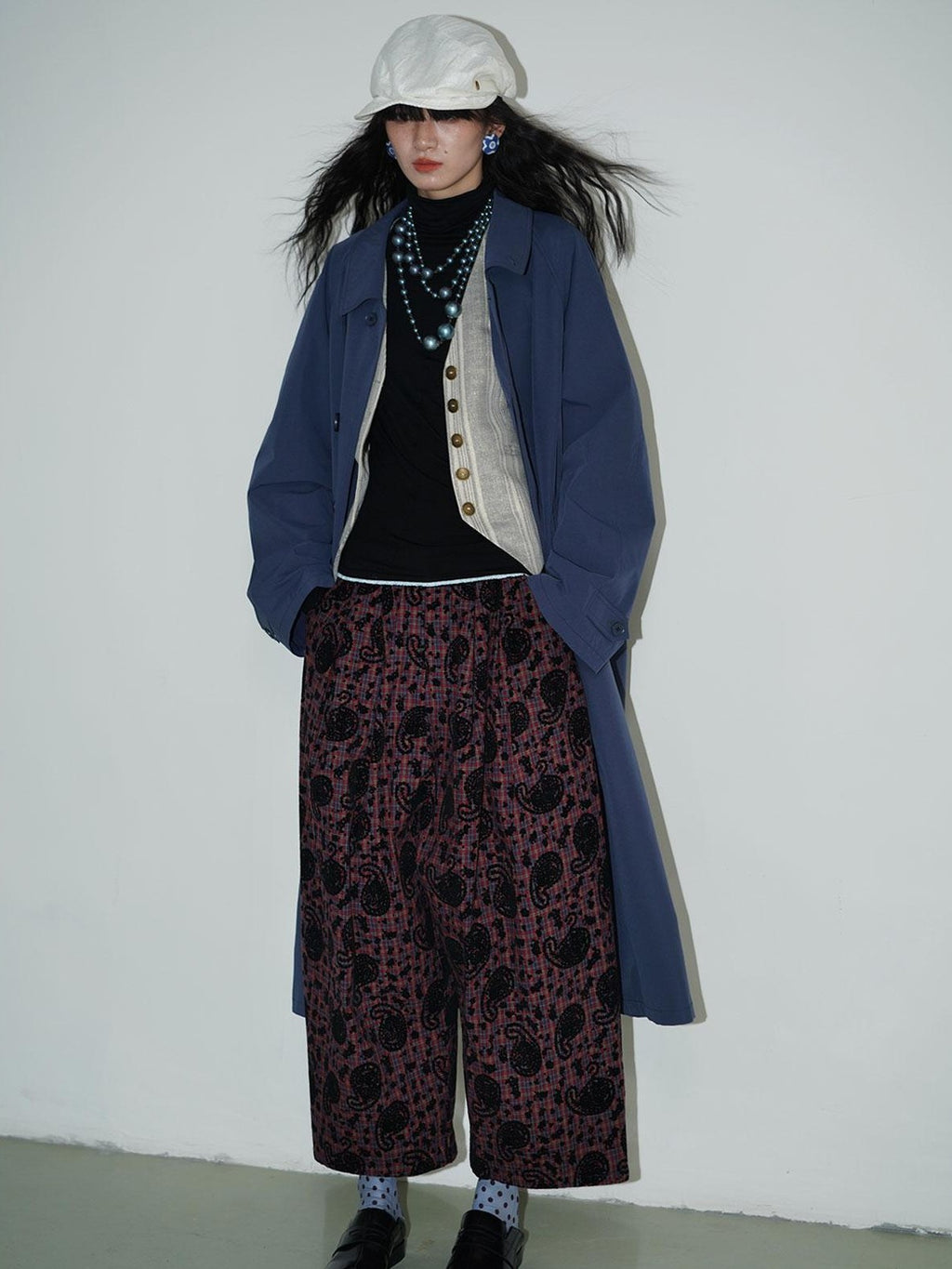 badtaste Vintage Western Oversized Paisley Flocked Jacquard Women's Wide-leg Pants