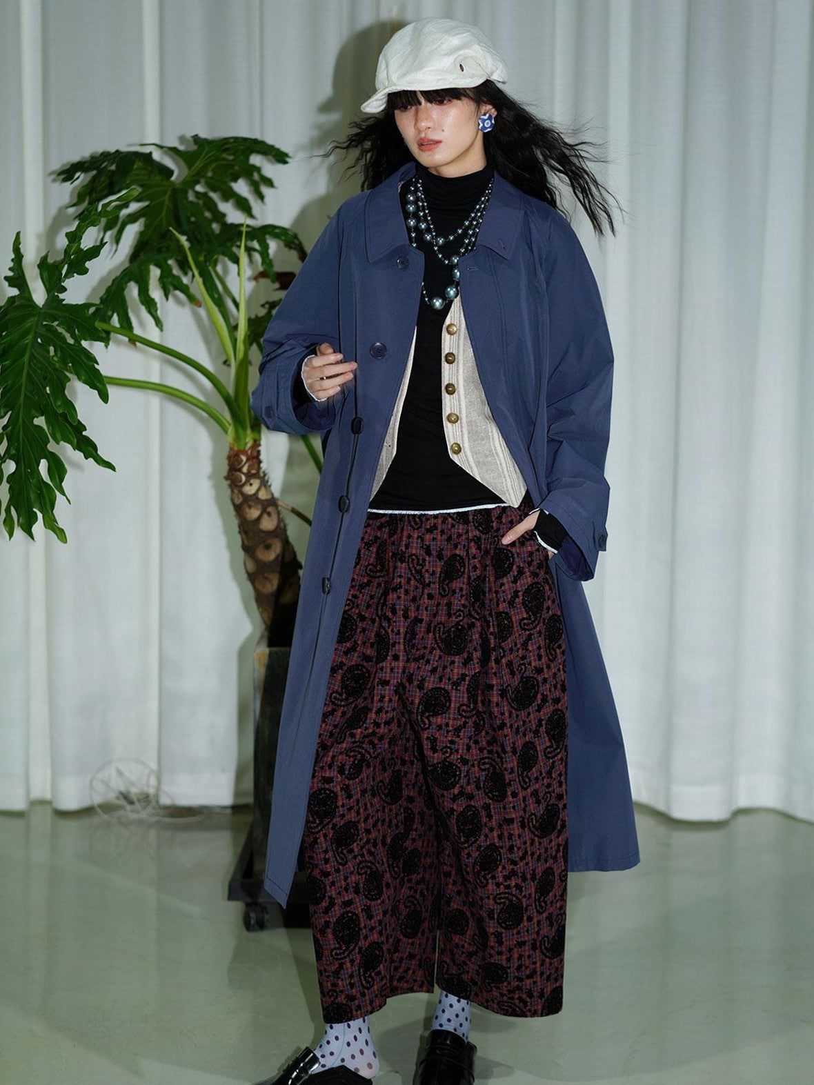 badtaste Vintage Western Oversized Paisley Flocked Jacquard Women's Wide-leg Pants