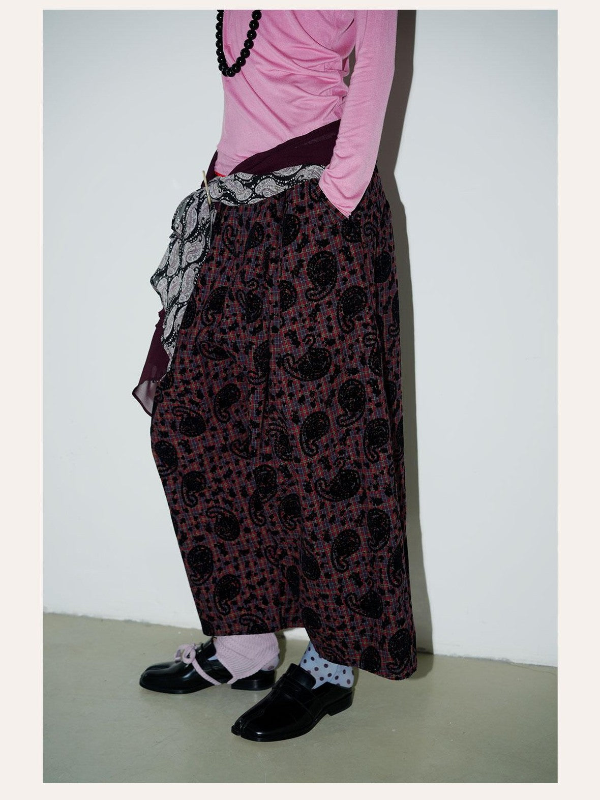 badtaste Vintage Western Oversized Paisley Flocked Jacquard Women's Wide-leg Pants