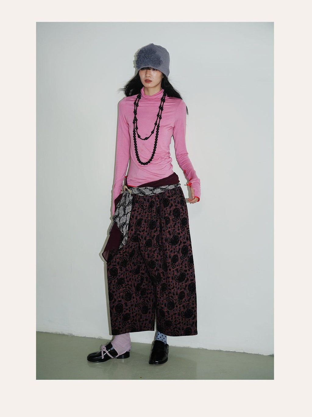 badtaste Vintage Western Oversized Paisley Flocked Jacquard Women's Wide-leg Pants
