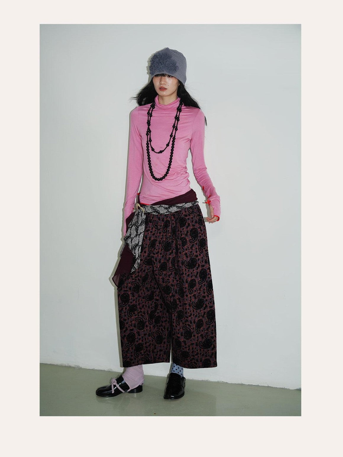 badtaste Vintage Western Oversized Paisley Flocked Jacquard Women's Wide-leg Pants