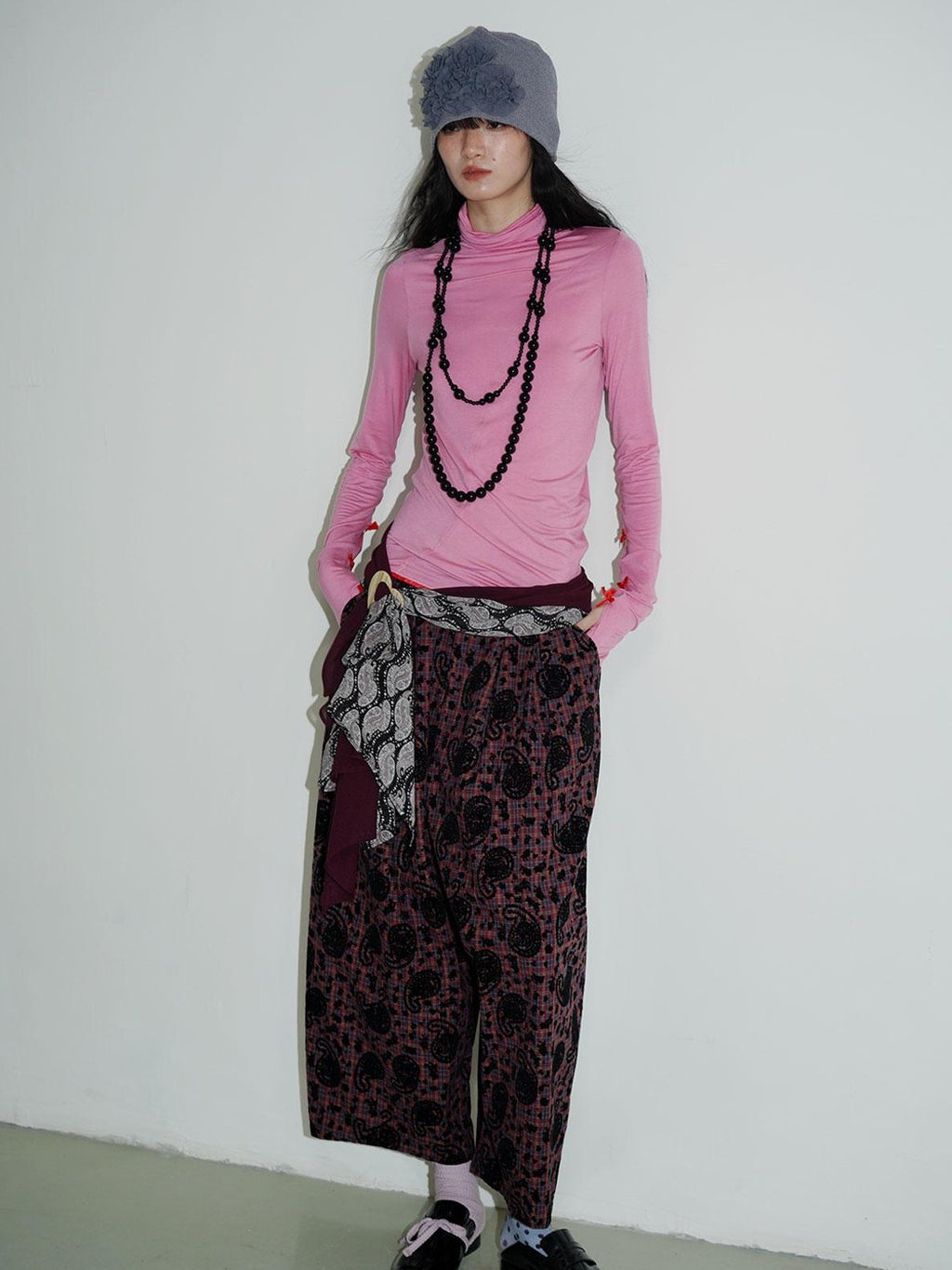 badtaste Vintage Western Oversized Paisley Flocked Jacquard Women's Wide-leg Pants