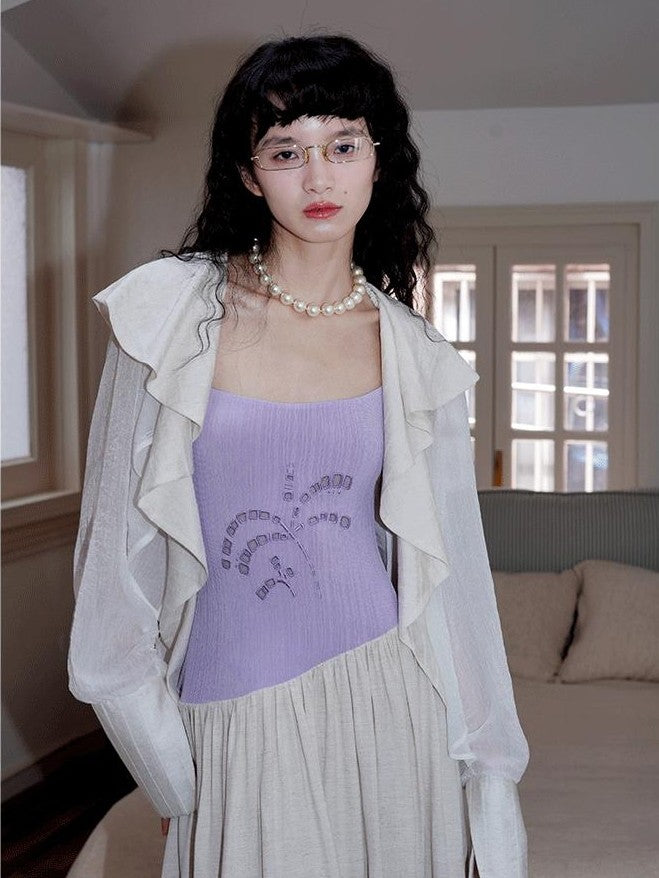 badtaste Western Asymmetric Ruffle Collar Women's Cotton Linen Oversized Shirts