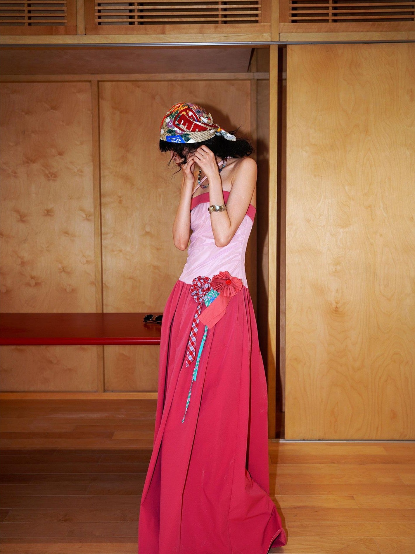 badtaste Western Colorblock Handcrafted Rosette Women's Strapless Maxi Dresses