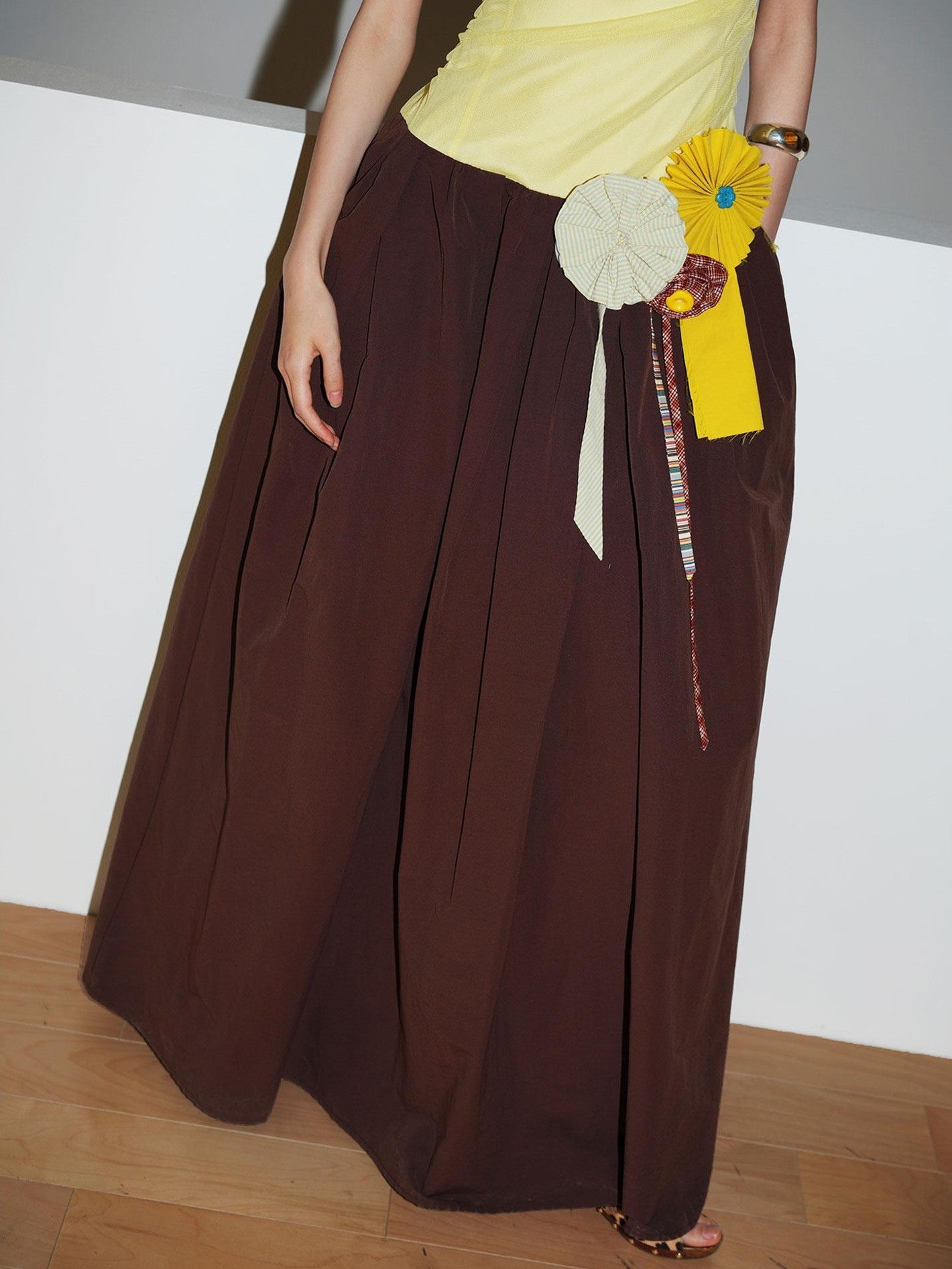 badtaste Western Colorblock Handcrafted Rosette Women's Strapless Maxi Dresses