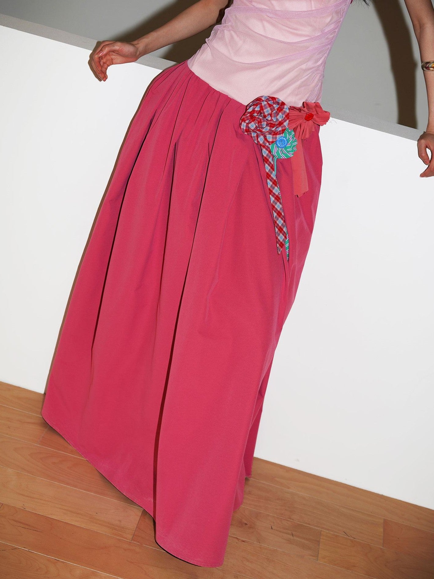 badtaste Western Colorblock Handcrafted Rosette Women's Strapless Maxi Dresses