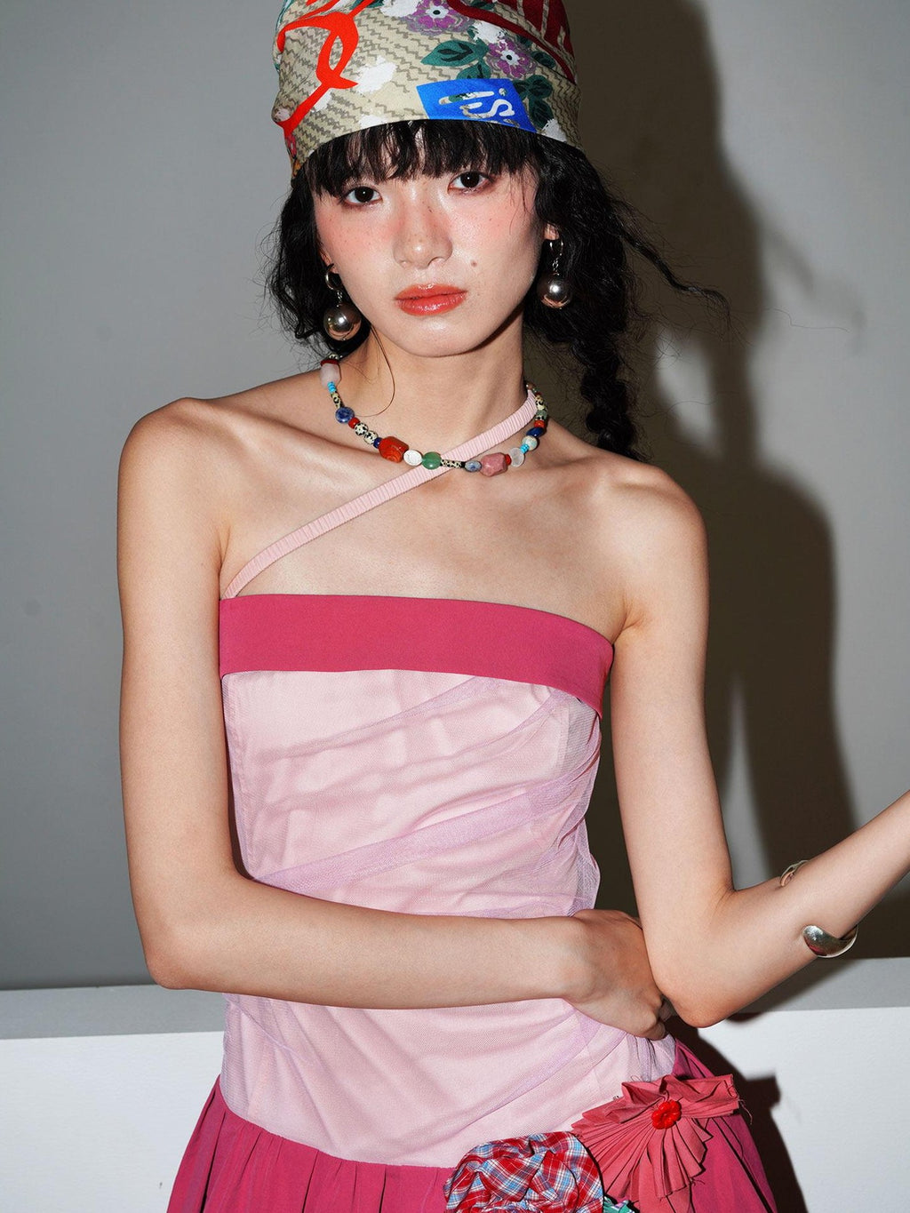 badtaste Western Colorblock Handcrafted Rosette Women's Strapless Maxi Dresses