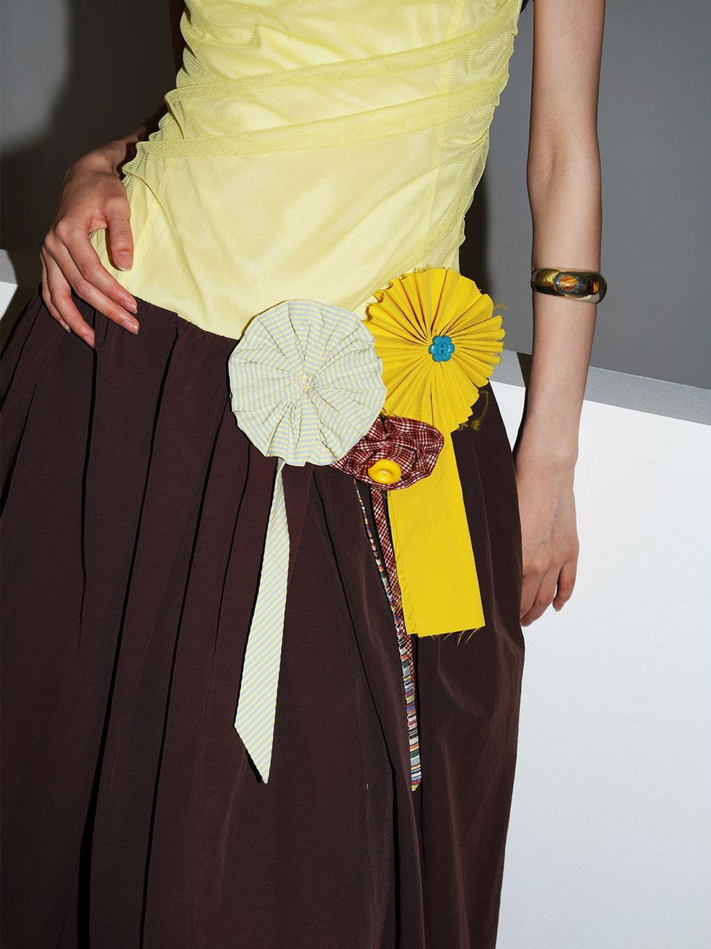 badtaste Western Colorblock Handcrafted Rosette Women's Strapless Maxi Dresses