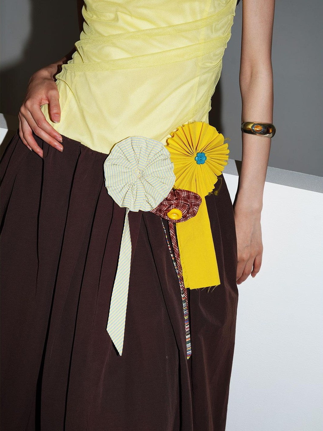 badtaste Western Colorblock Handcrafted Rosette Women's Strapless Maxi Dresses