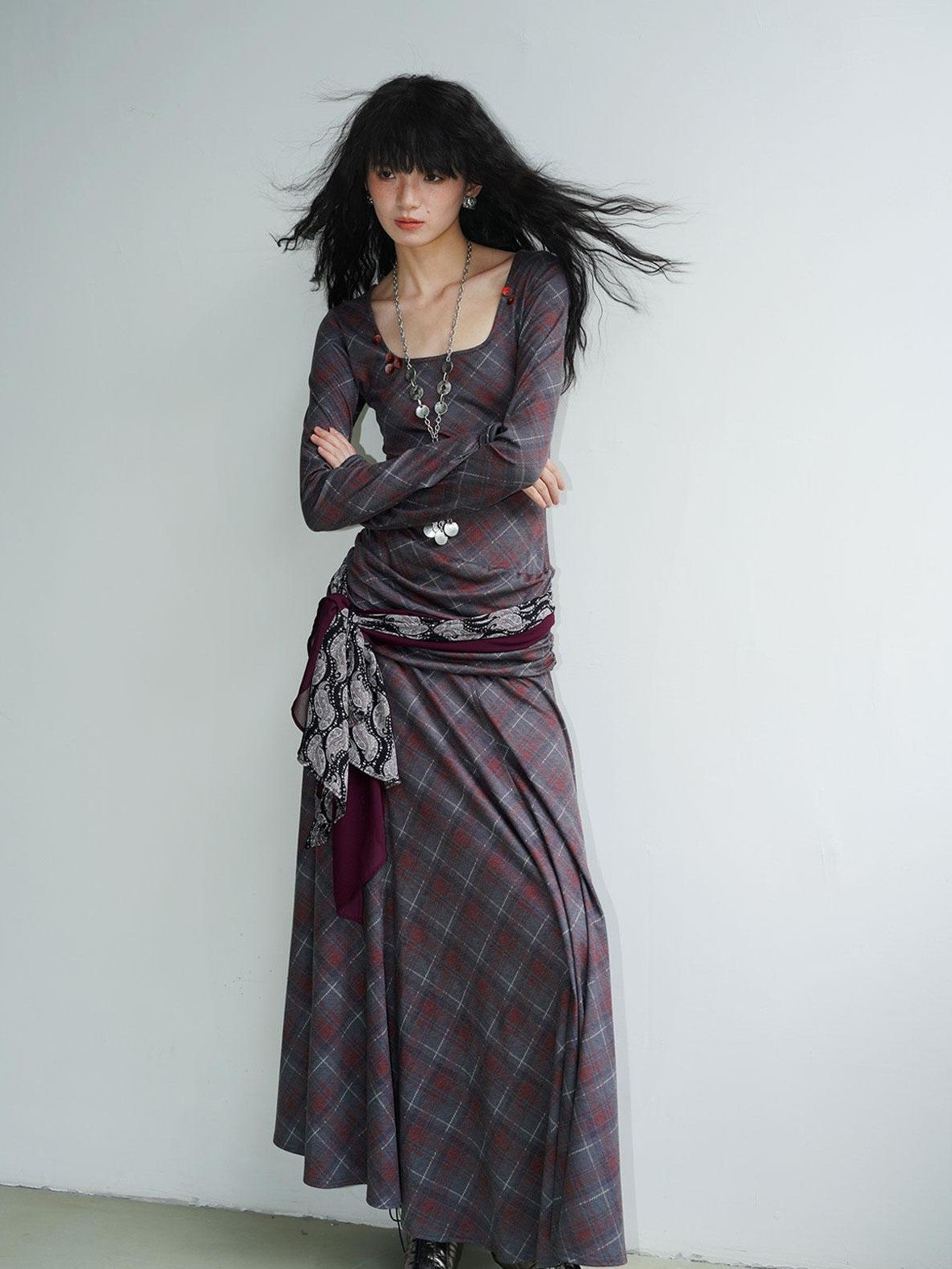 badtaste Western Colorblock Layering Waist Tie Women's Silk Scarves & Shawls