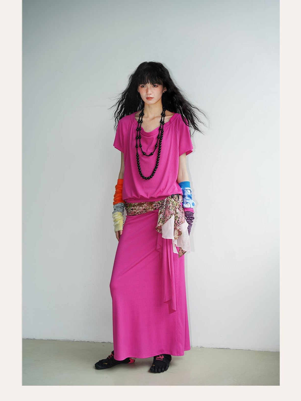 badtaste Western Colorblock Layering Waist Tie Women's Silk Scarves & Shawls