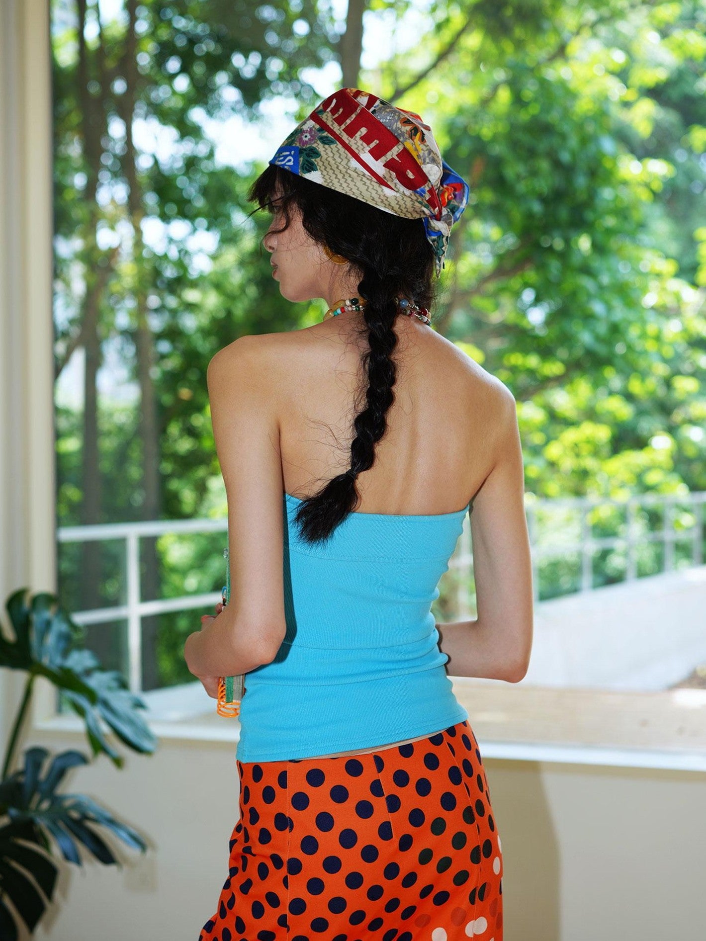 badtaste Western Colorblock Patchwork Applique Polka Dot Strapless Women's Tube Tops