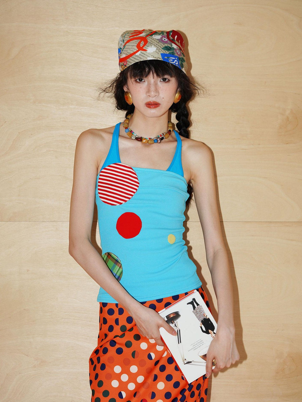 badtaste Western Colorblock Patchwork Applique Polka Dot Strapless Women's Tube Tops