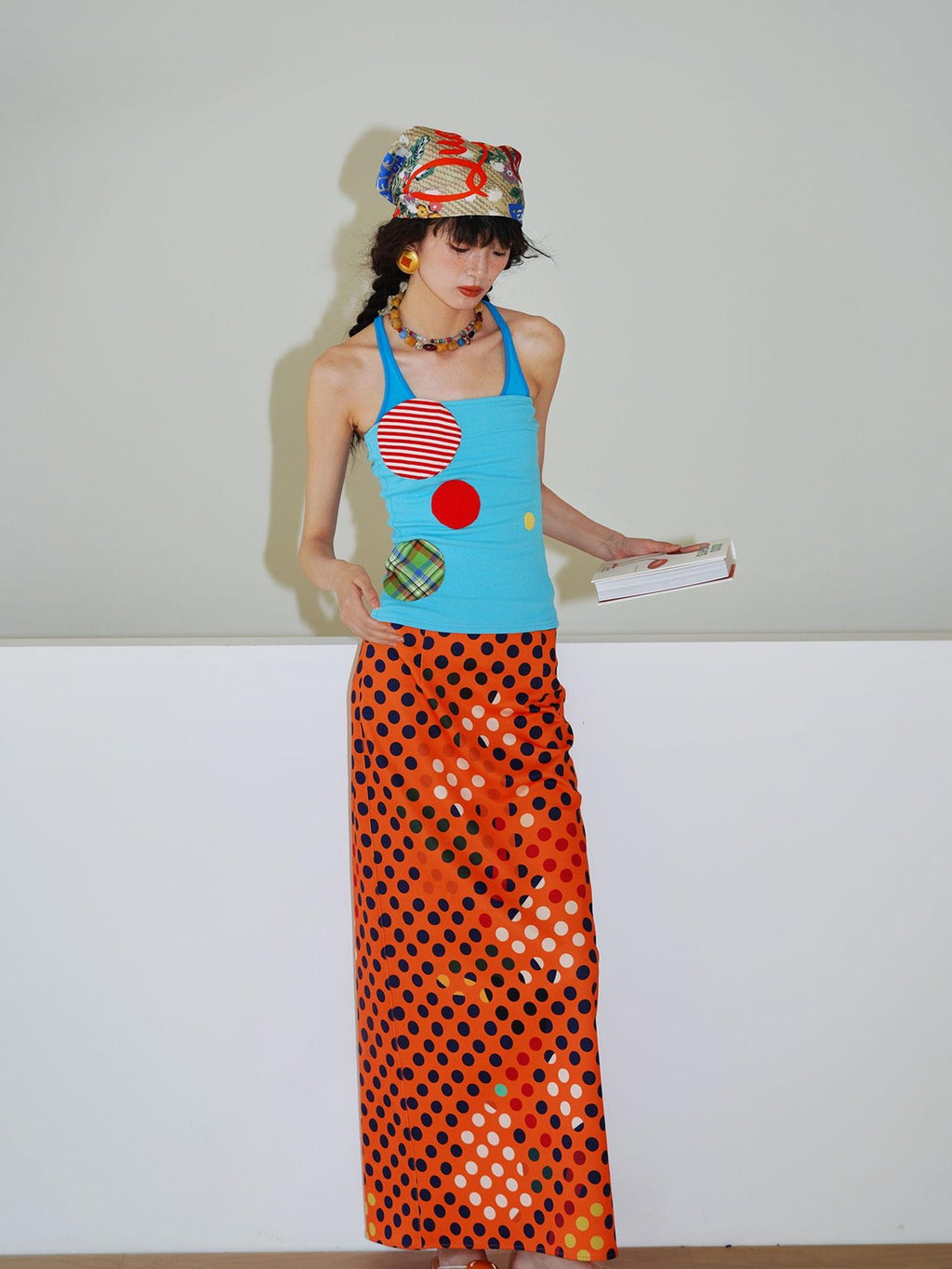 badtaste Western Colorblock Patchwork Applique Polka Dot Strapless Women's Tube Tops