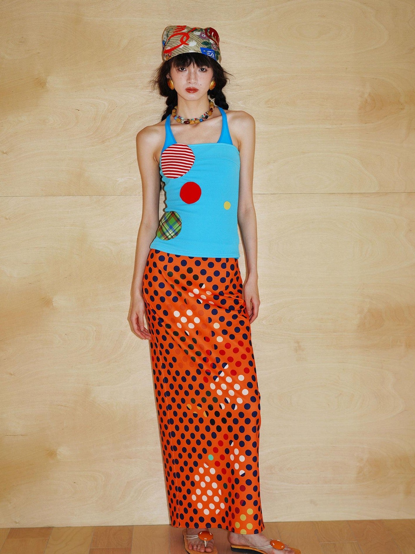 badtaste Western Colorblock Patchwork Applique Polka Dot Strapless Women's Tube Tops