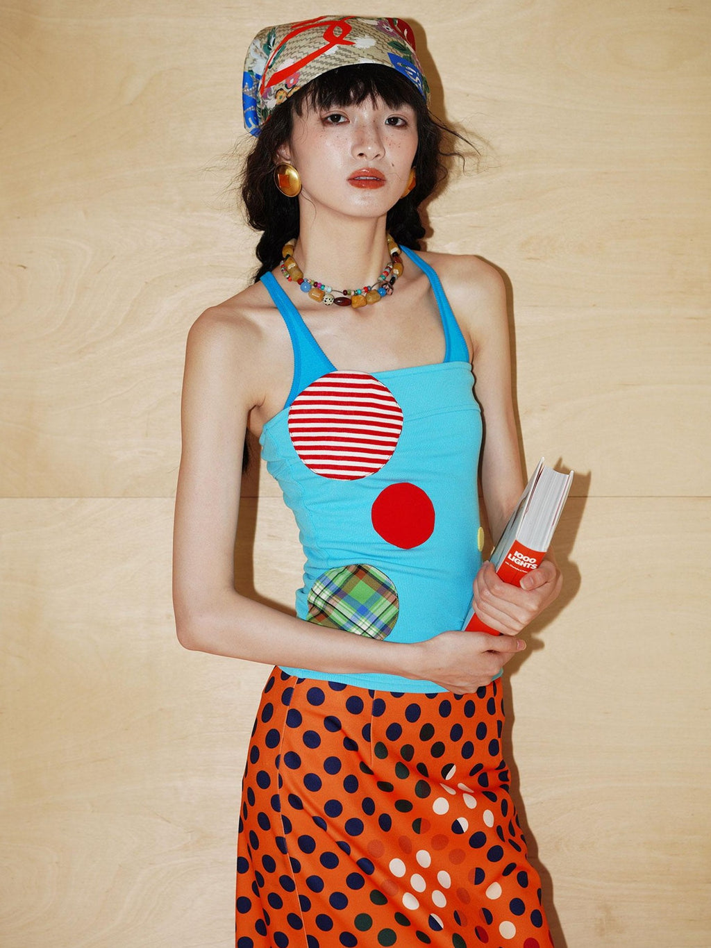 badtaste Western Colorblock Patchwork Applique Polka Dot Strapless Women's Tube Tops
