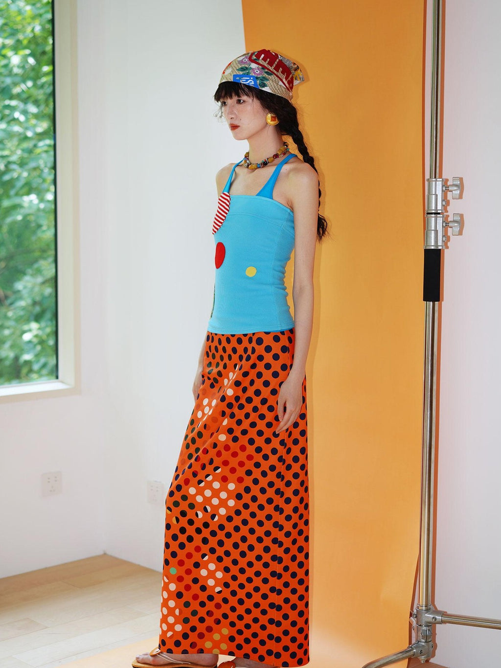 badtaste Western Colorblock Patchwork Applique Polka Dot Strapless Women's Tube Tops