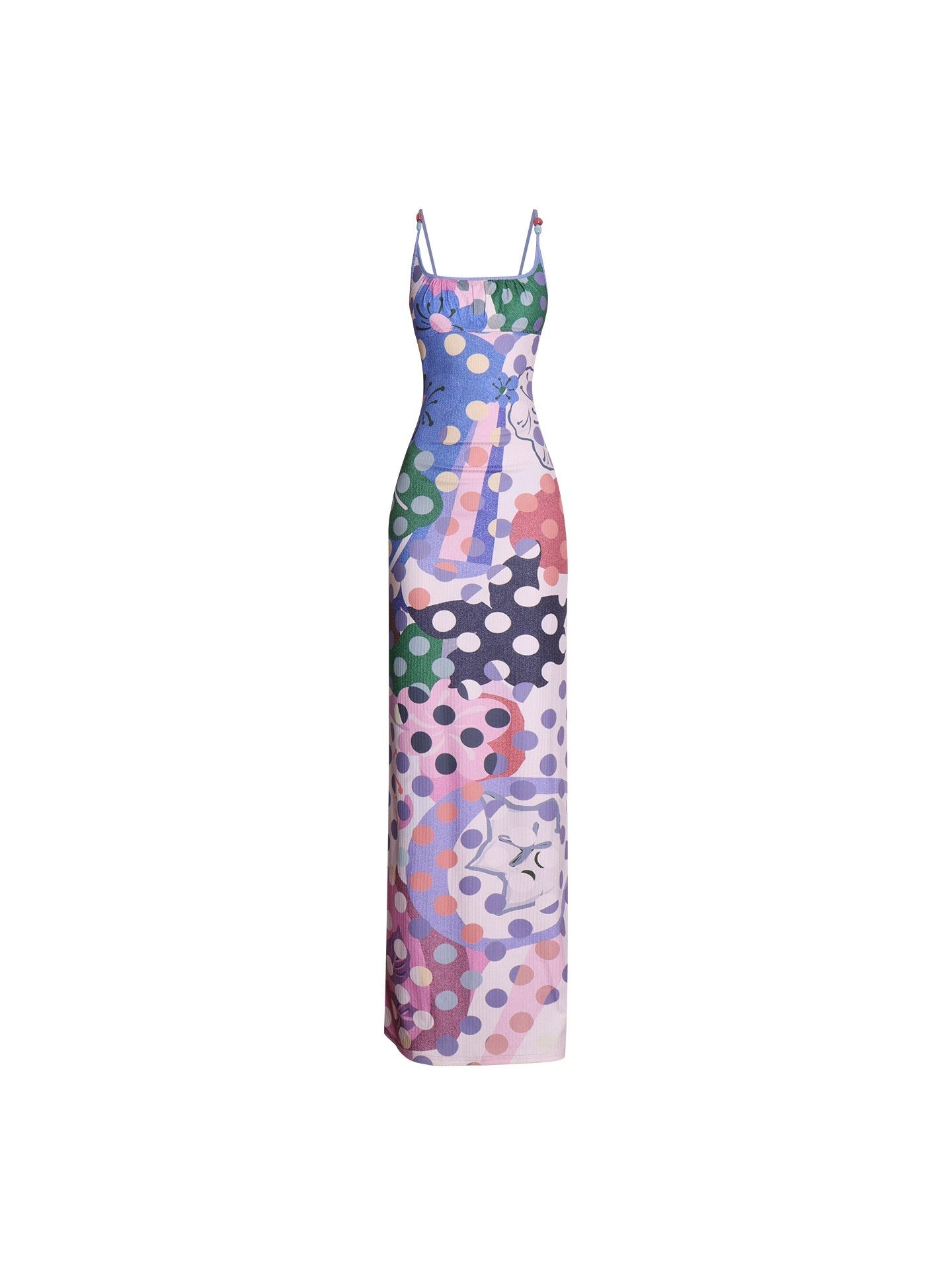 badtaste_Western_Colorblock_Polka_Dot_Beaded_Square_Neck_Women's_Knit_Slip_Maxi_Dresses_1060109842000_MISSTT