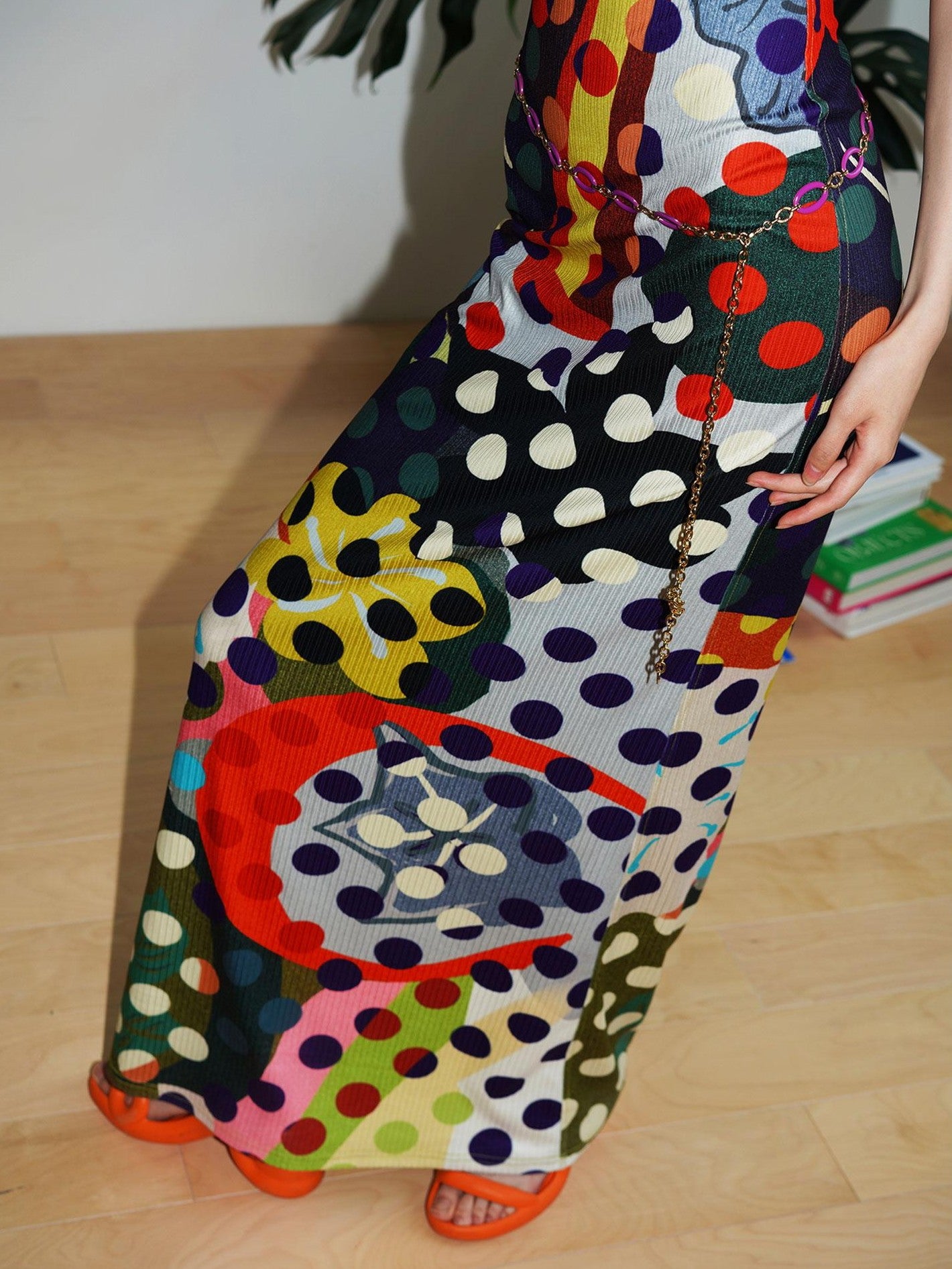 badtaste Western Colorblock Polka Dot Beaded Square Neck Women's Knit Slip Maxi Dresses