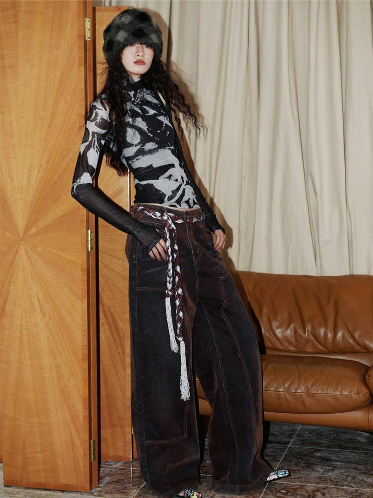 badtaste Western Colorblock Woven Vintage Tassel Scarf Women's Waist Chains