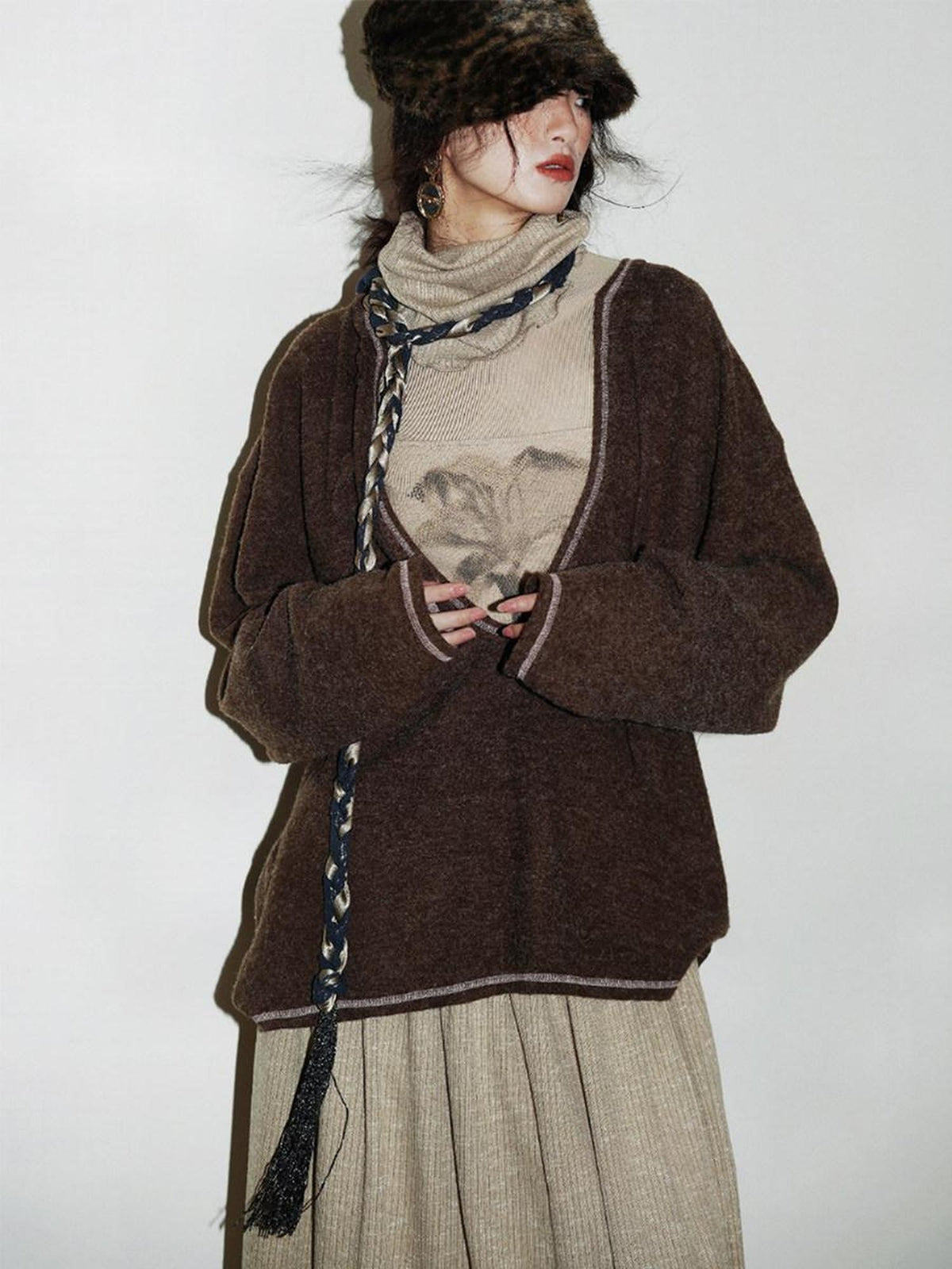 badtaste Western Colorblock Woven Vintage Tassel Scarf Women's Waist Chains
