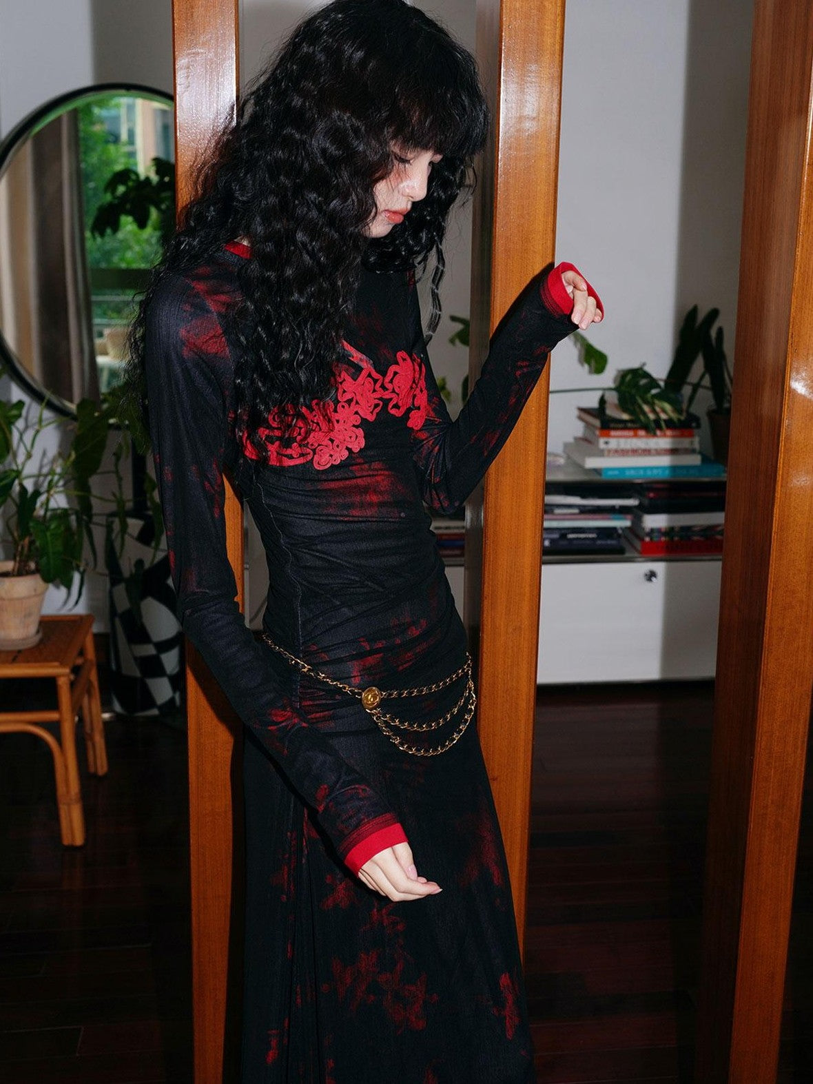 badtaste Western Double Layer Printed Embroidered Slim Fit Women's Bodycon Maxi Dresses