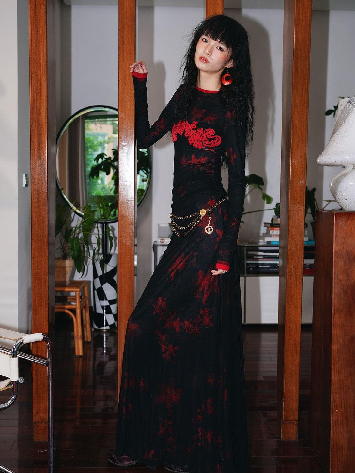 badtaste Western Double Layer Printed Embroidered Slim Fit Women's Bodycon Maxi Dresses