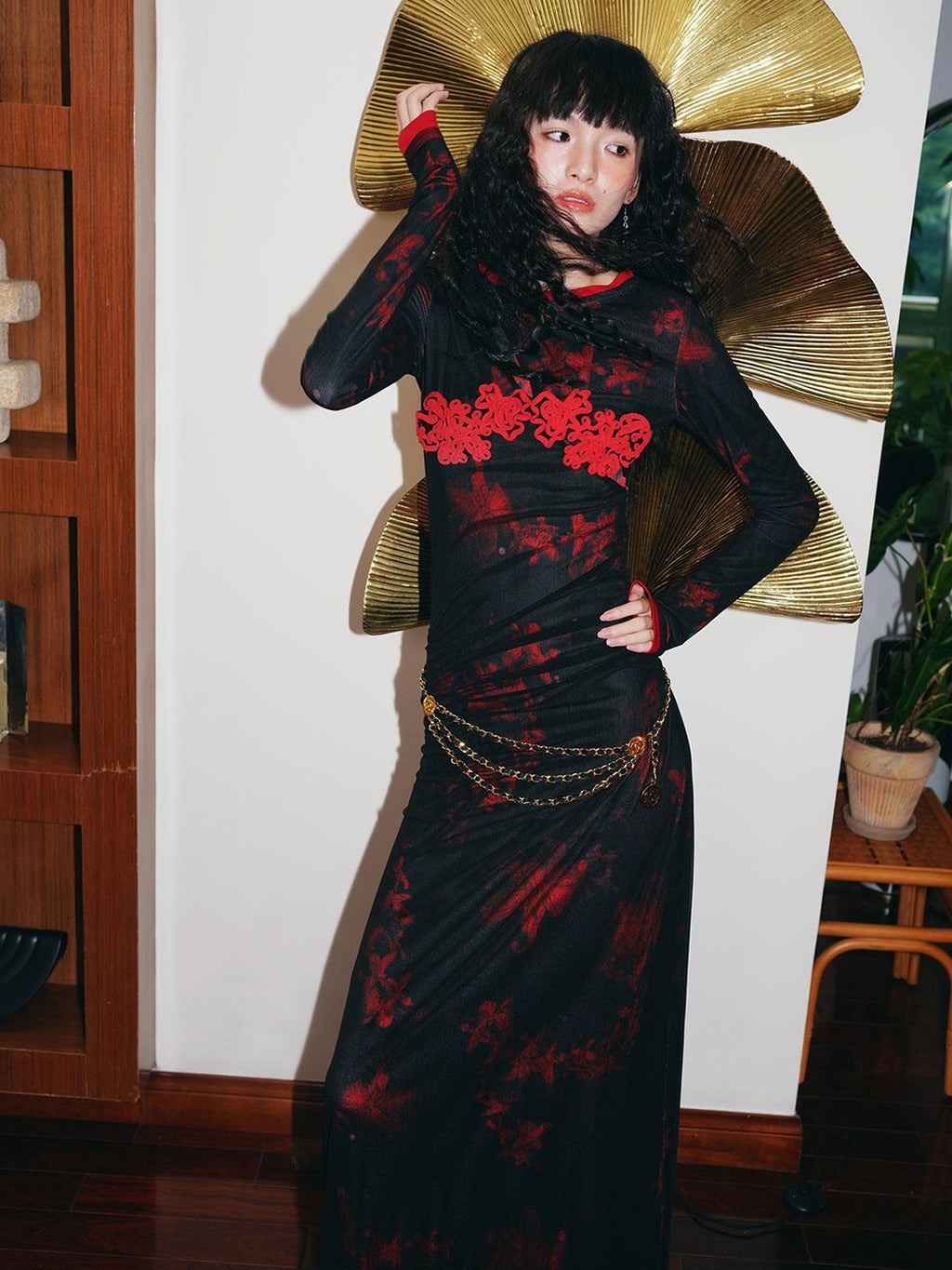 badtaste Western Double Layer Printed Embroidered Slim Fit Women's Bodycon Maxi Dresses