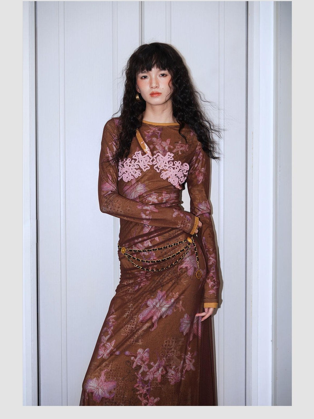 badtaste Western Double Layer Printed Embroidered Slim Fit Women's Bodycon Maxi Dresses