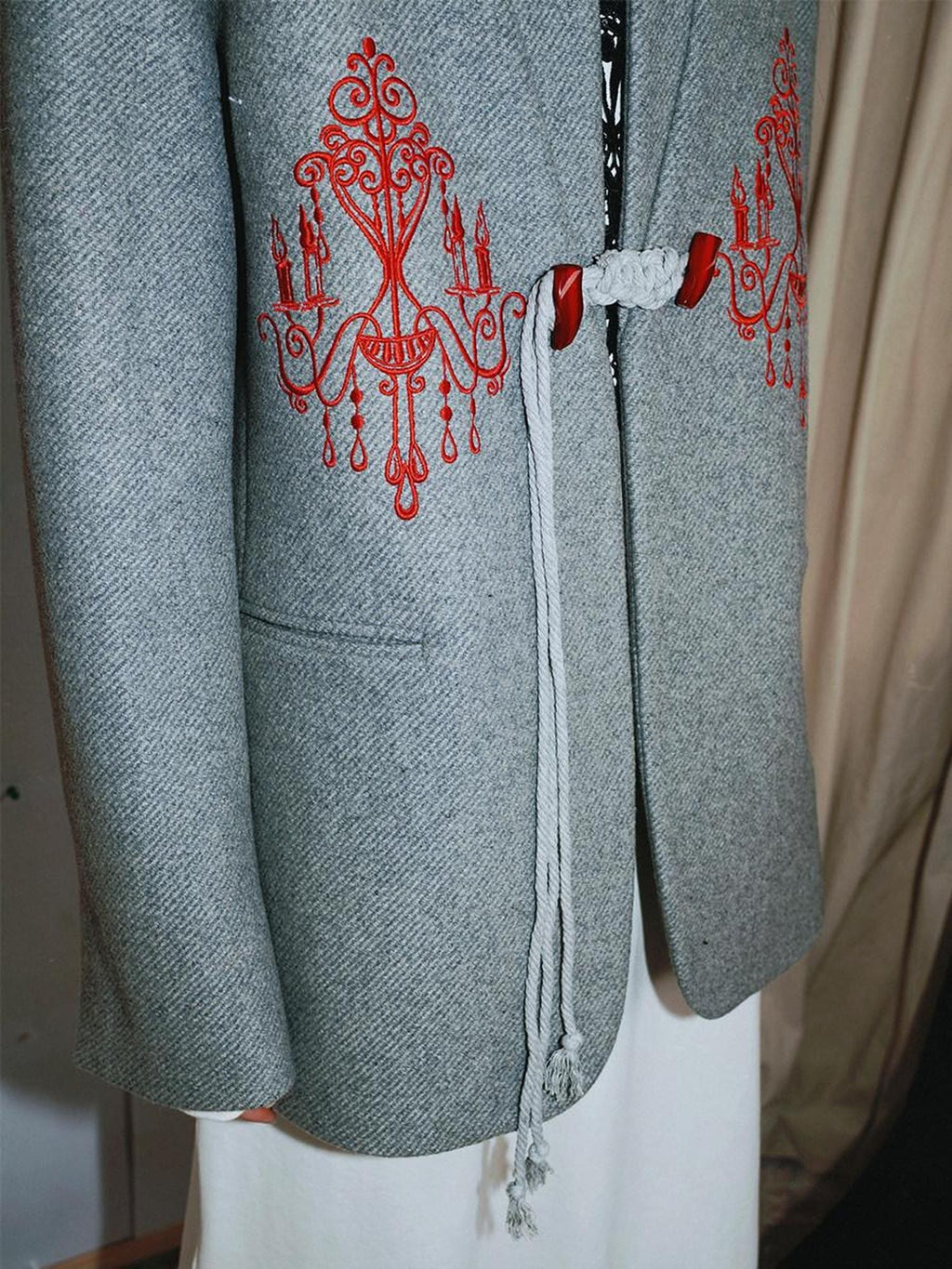 badtaste Western Embroidered Frog Button Vintage Women's Wool Alpaca Blazers
