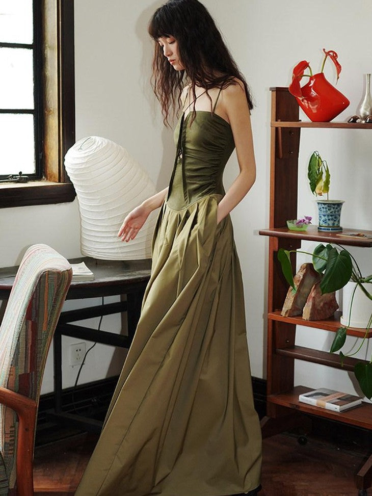 badtaste Western Faux Leather Patchwork Cutout Strappy Women's Slip Maxi Dresses