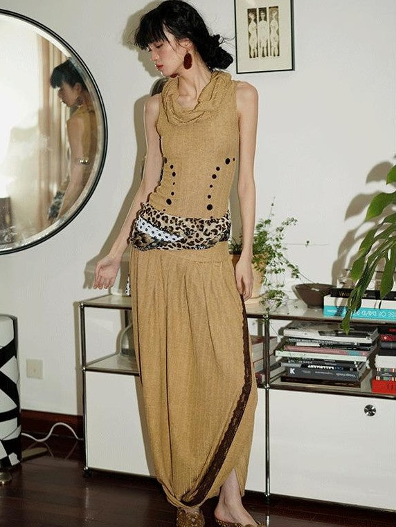 badtaste Western French Tailored Asymmetric Pleated Low Waist Women's Lace Maxi Skirts