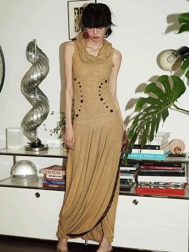badtaste Western French Tailored Asymmetric Pleated Low Waist Women's Lace Maxi Skirts