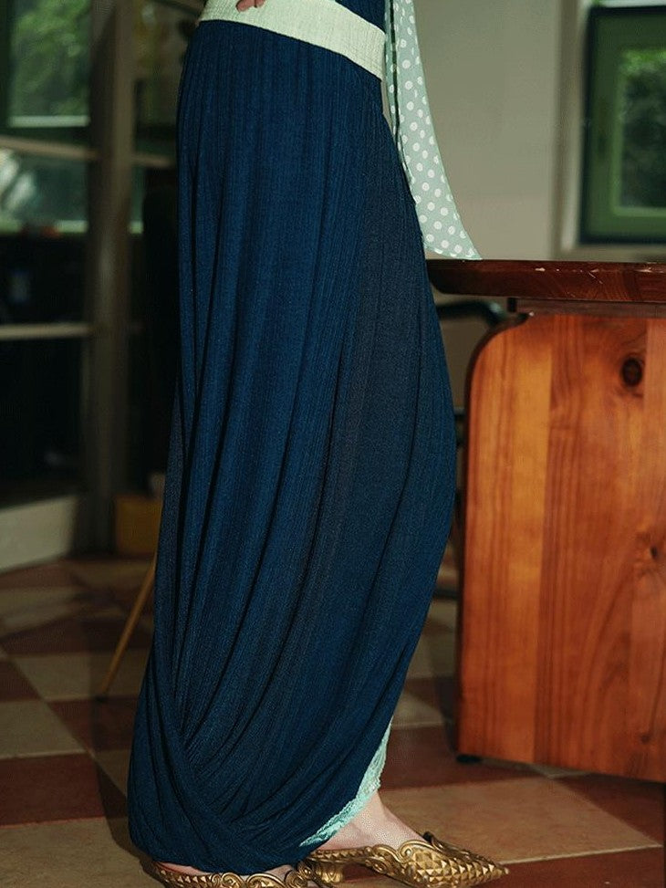 badtaste Western French Tailored Asymmetric Pleated Low Waist Women's Lace Maxi Skirts