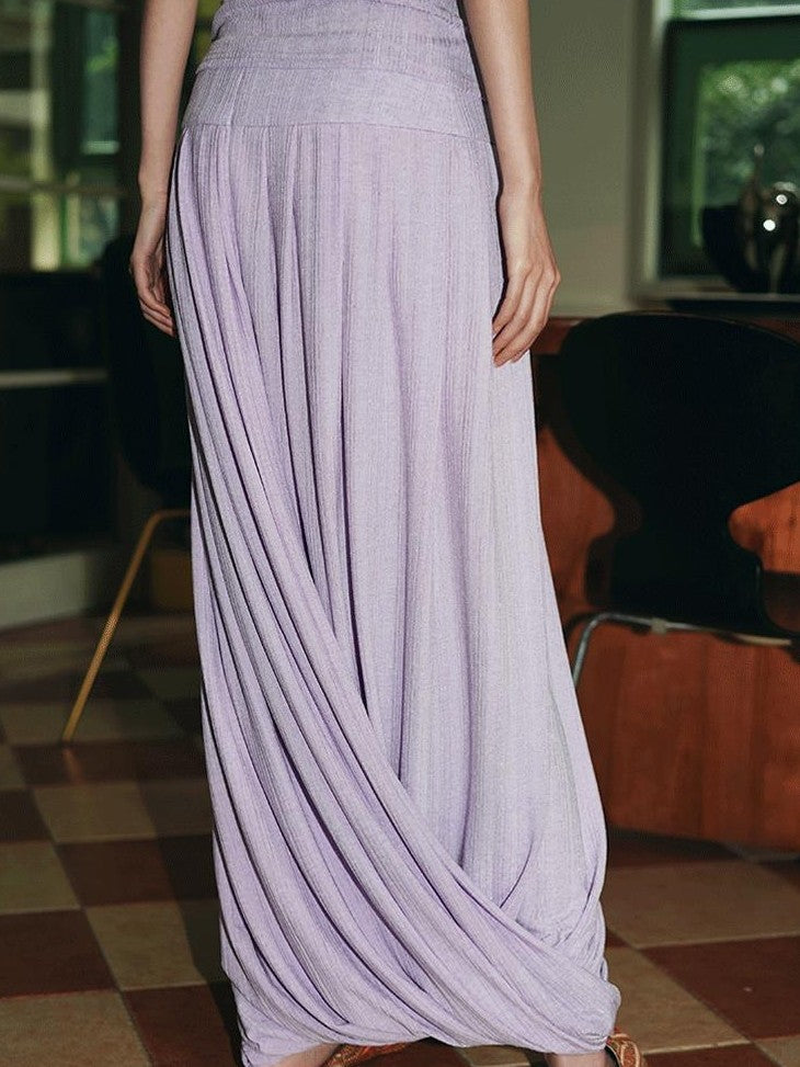 badtaste Western French Tailored Asymmetric Pleated Low Waist Women's Lace Maxi Skirts