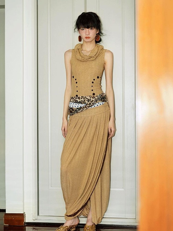 badtaste Western French Tailored Asymmetric Pleated Low Waist Women's Lace Maxi Skirts