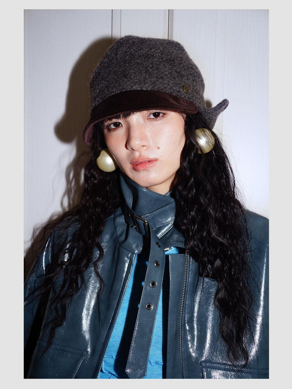badtaste Western Glossy Detachable Fur Collar Loose Vintage Women's Pu Leather Jackets