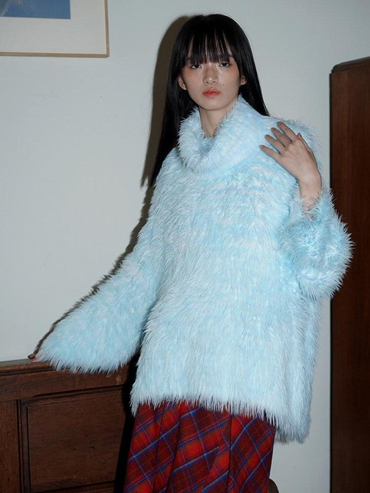 badtaste Western Knit Plush Slouch Turtleneck Oversized Women's Thick Sweaters