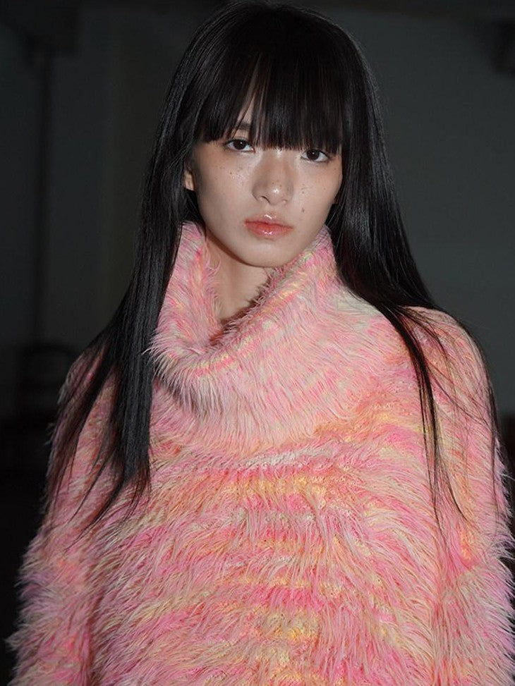 badtaste Western Knit Plush Slouch Turtleneck Oversized Women's Thick Sweaters