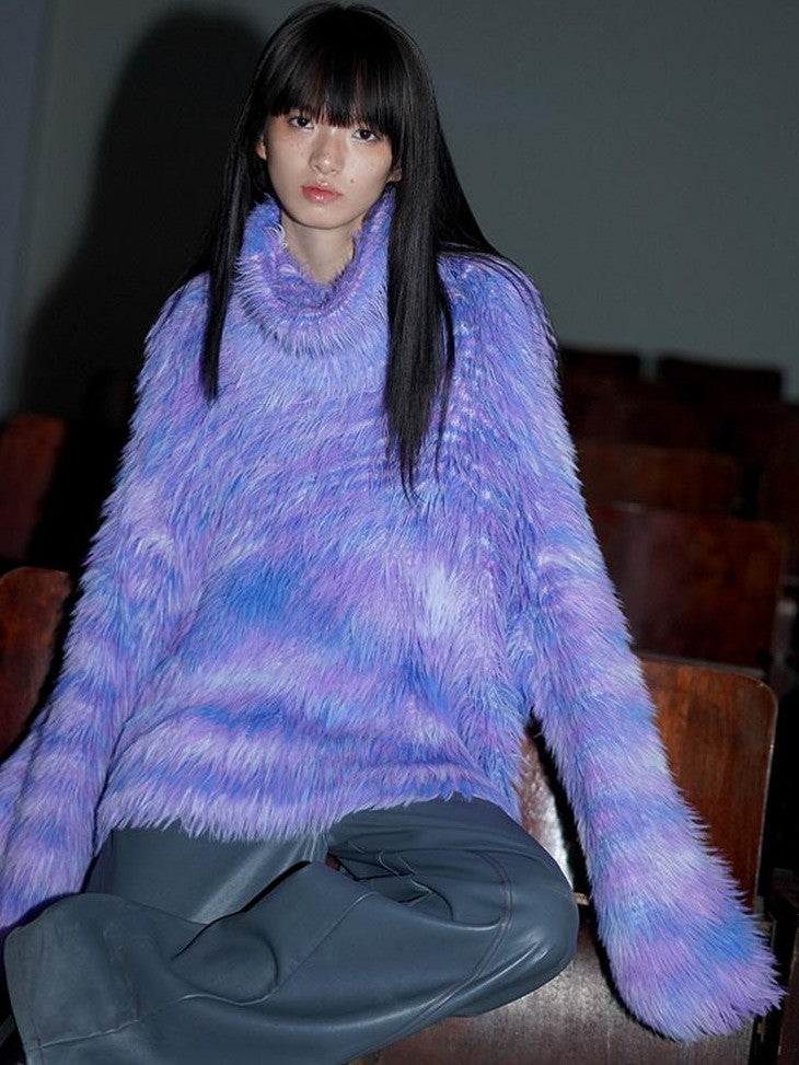 badtaste Western Knit Plush Slouch Turtleneck Oversized Women's Thick Sweaters