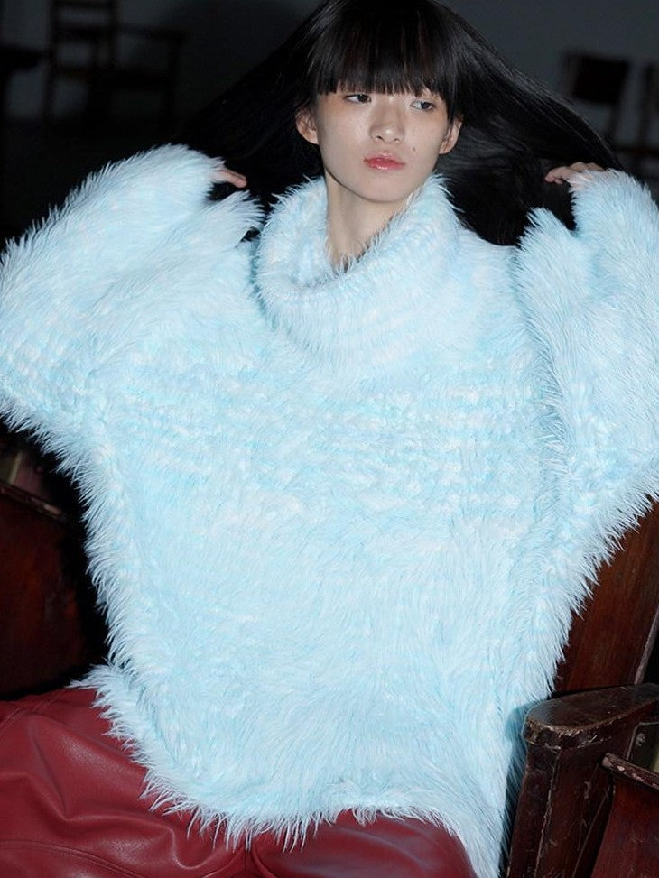 badtaste Western Knit Plush Slouch Turtleneck Oversized Women's Thick Sweaters
