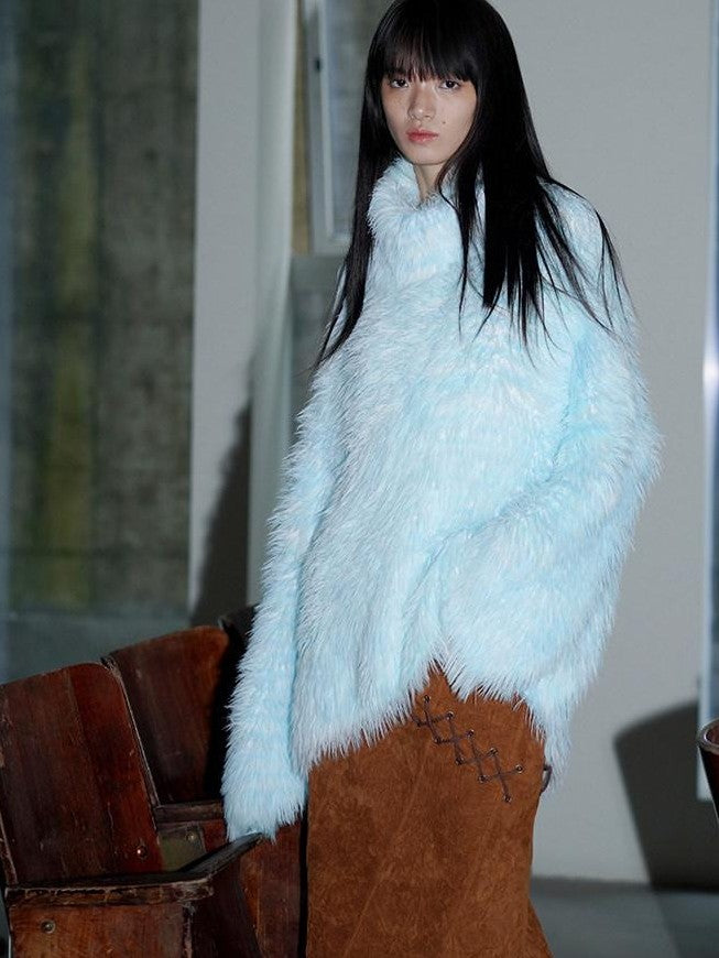 badtaste Western Knit Plush Slouch Turtleneck Oversized Women's Thick Sweaters