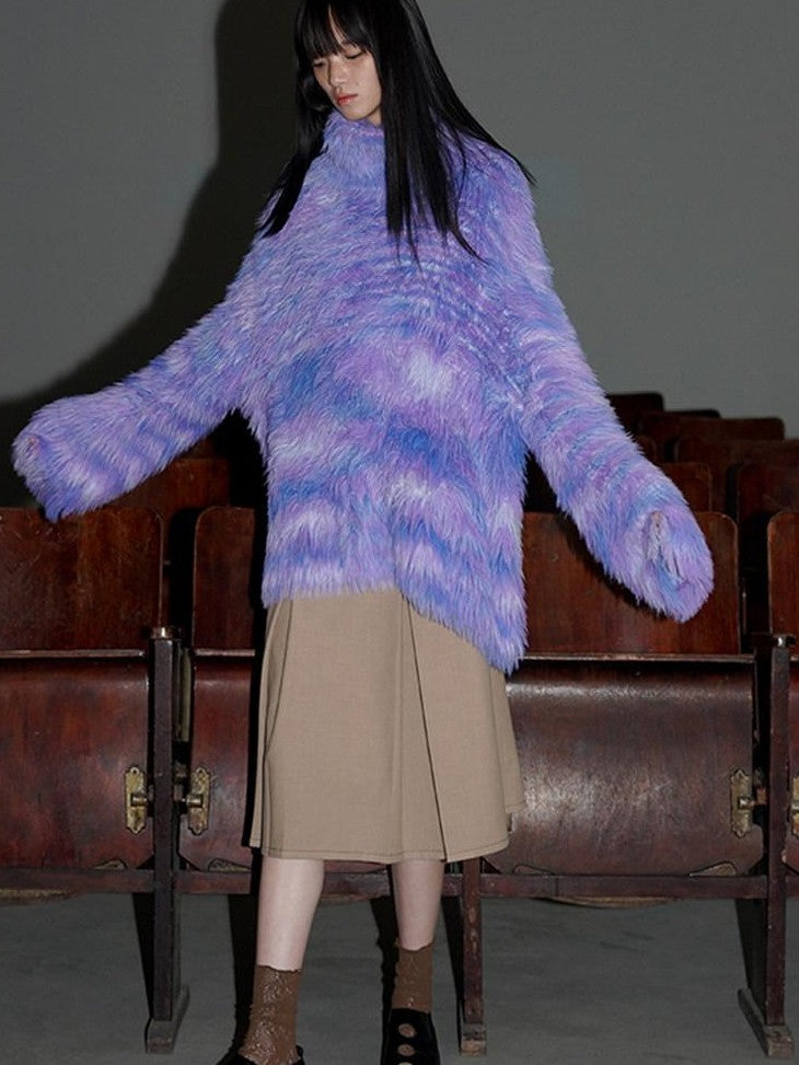 badtaste Western Knit Plush Slouch Turtleneck Oversized Women's Thick Sweaters