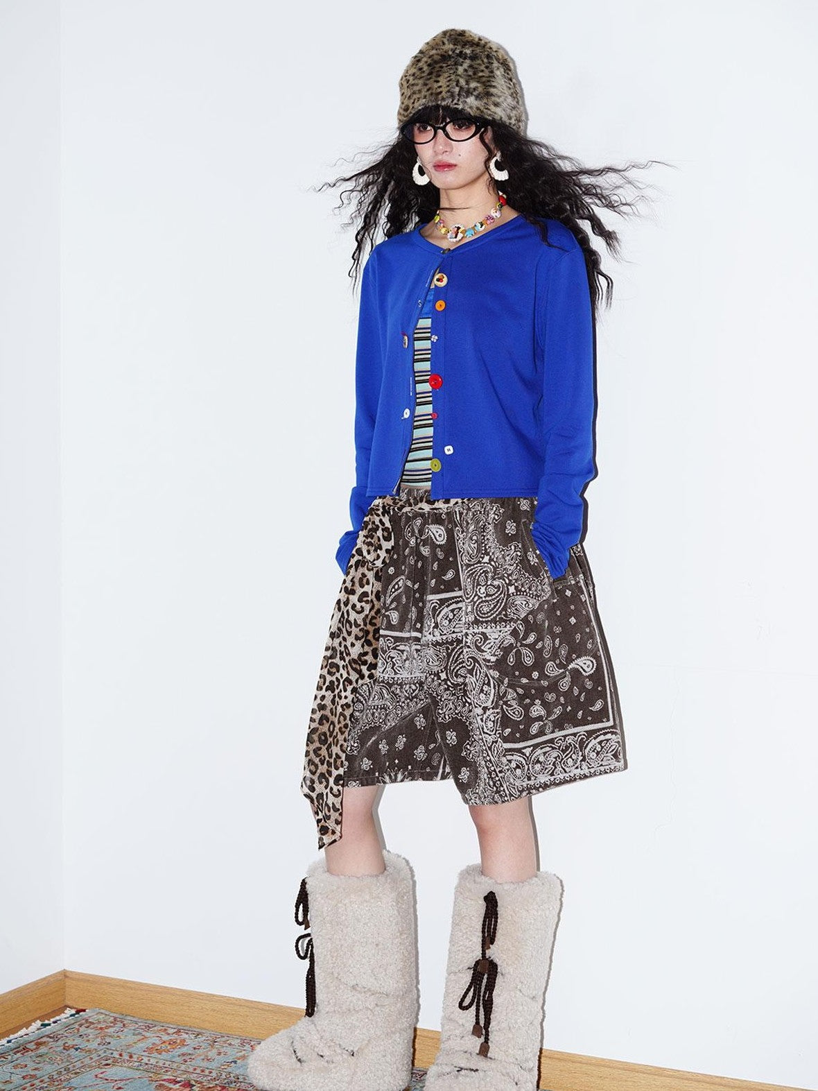 badtaste Western Mixed Color Buttons Women's Cotton Sweatshirt Knit Button-up Cardigans